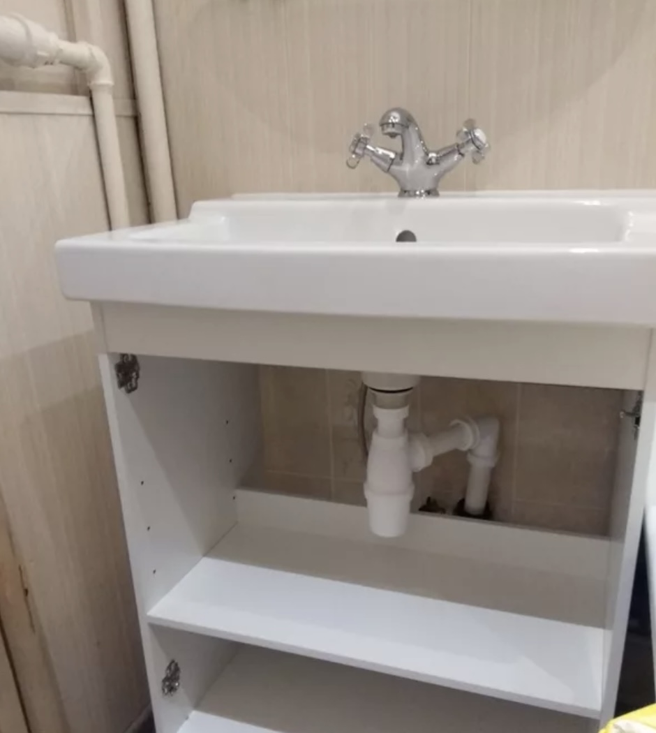 Монтаж раковины с тумбой Установка раковины с тумбой